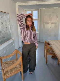 Zeya striktrøje med striber - Lyserød/taupe