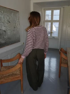 Zeya striktrøje med striber - Lyserød/taupe