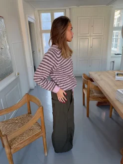 Zeya striktrøje med striber - Lyserød/taupe
