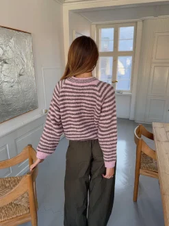 Zeya striktrøje med striber - Lyserød/taupe