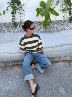Zinnia oversized t-shirt - Gul/grå