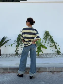 Zinnia oversized t-shirt - Gul/grå